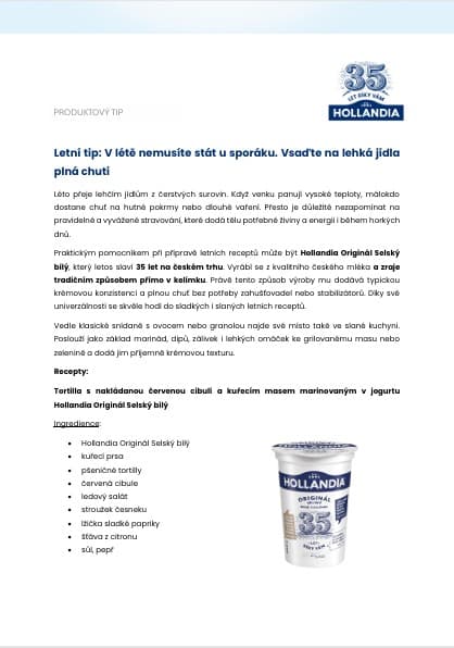 download item - Hollandia produktový TIP: letní jídla