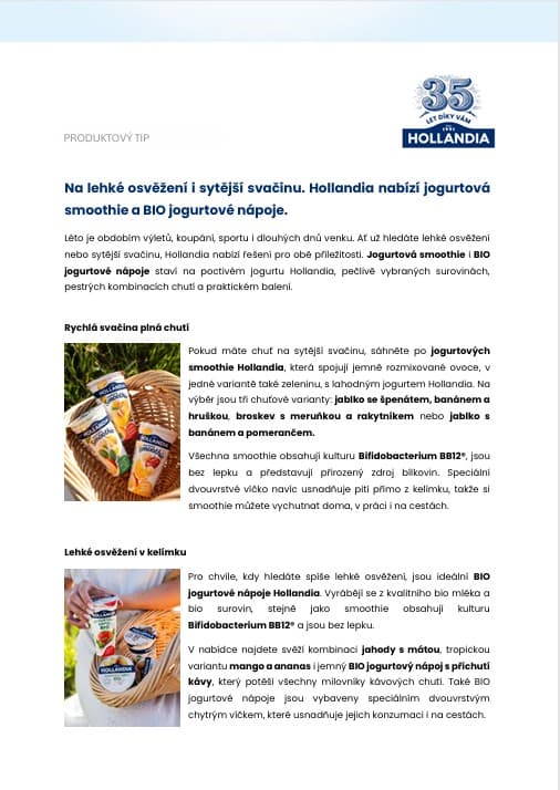 download item - Hollandia produktový TIP: SMOOTHIE a BIO nápoje